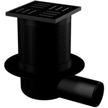Сливной трап ALCAPLAST APV31BLACK, 105х105/50 подводка боковая, решетка – черный матовый